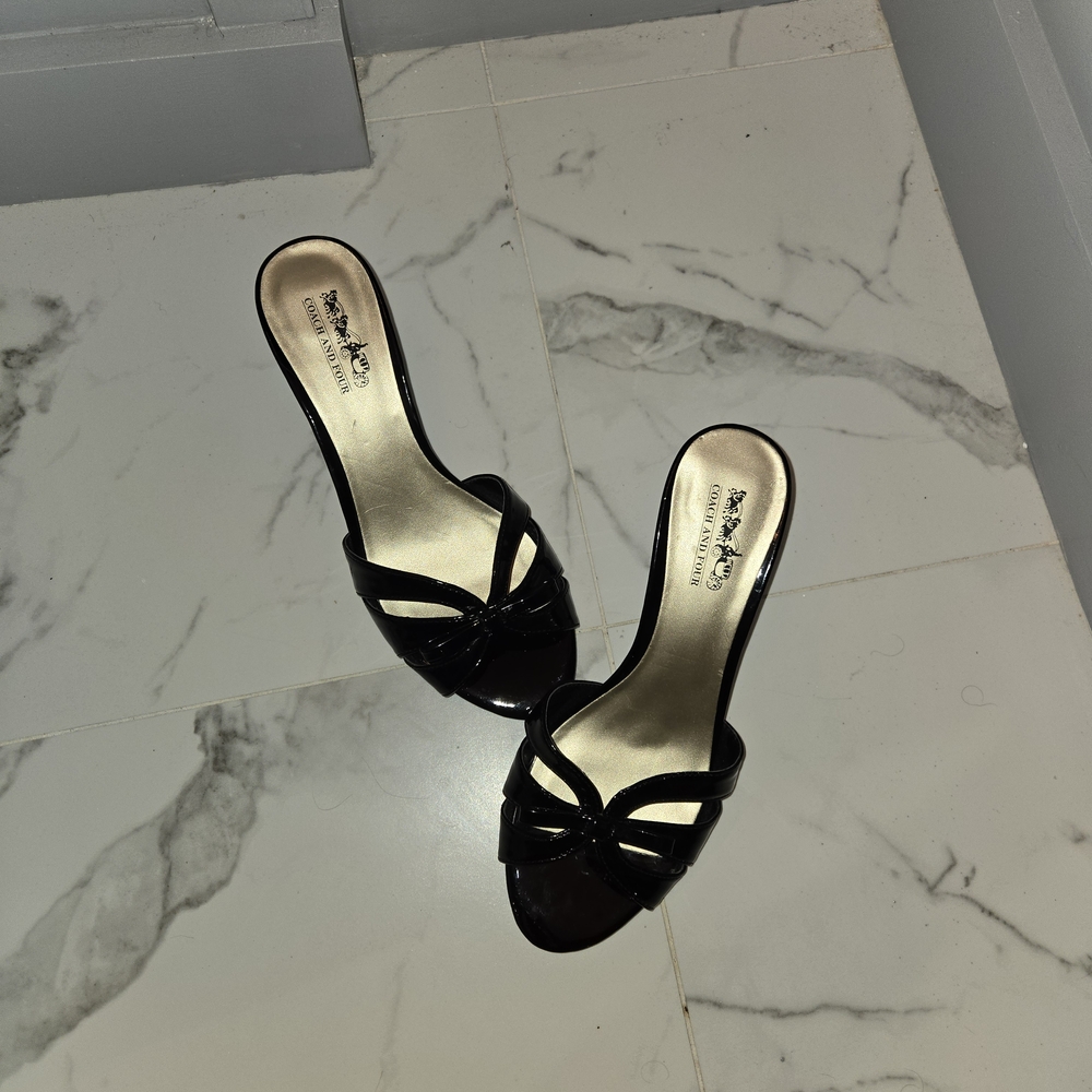 Coach Black Strappy Kitten Heels